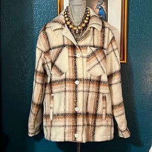 Hollister Plaid Coat- Large